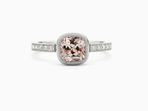 Lunette Cushion Solitaire Ring with lab grown gemstone