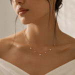 Pink diamond and white diamond necklace In rose gold