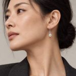 Pearandbluediamonddropearring